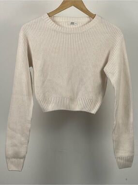 Ardene Cream Ribbed Crewneck Sweater Small